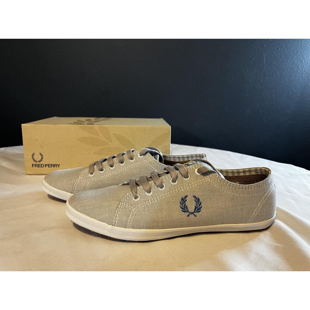 NEW IN BOX Mens Fred Perry Gray Canvas Shoes Sneakers Size 10